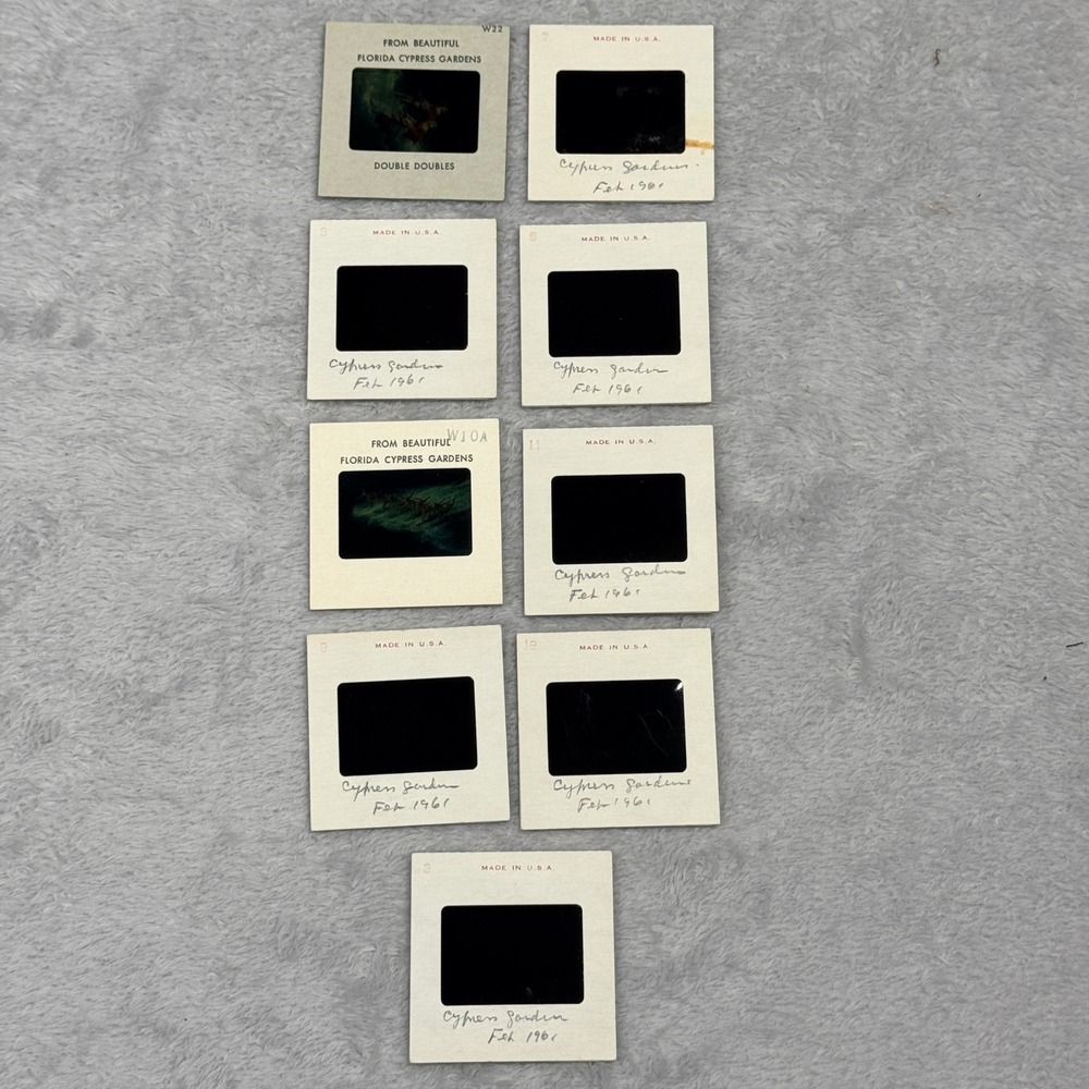 Vintage Florida Cypress Gardens 35mm Slides 1961 Water Skiing 9pc Set Multi